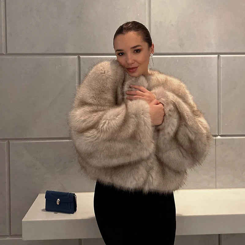 Street Luxe Cropped Faux Fur Jacket