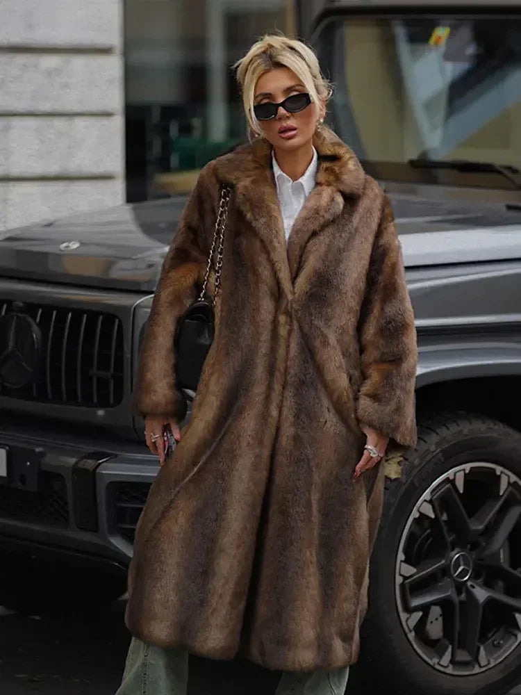 Ethereal Warmth Faux Fur Overcoat