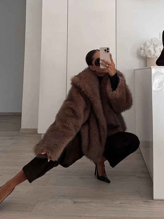 Bianca™ - Cozy Charm Brown Faux Fur Coat