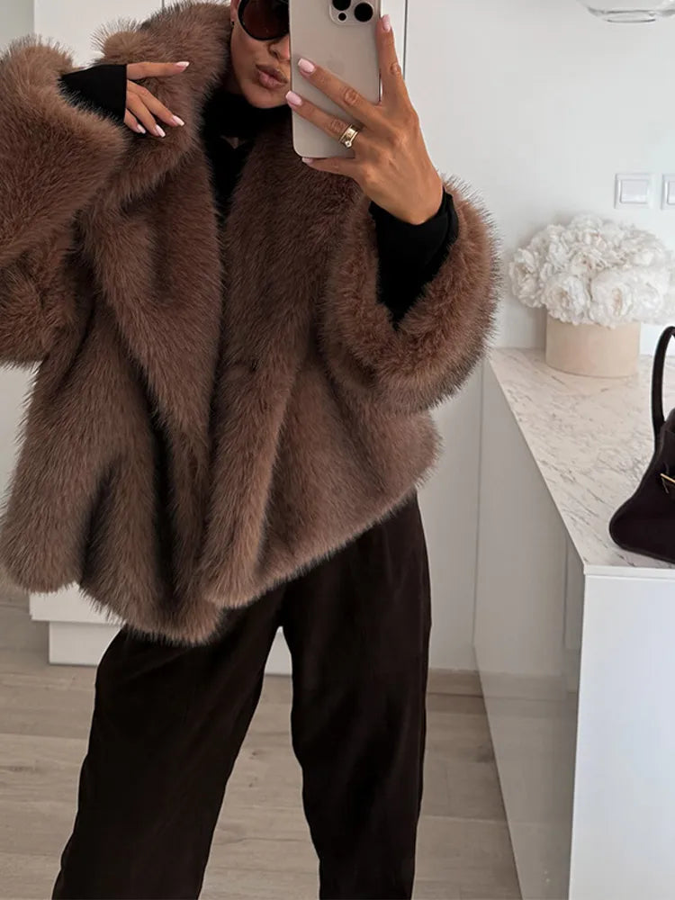Bianca™ - Cozy Charm Brown Faux Fur Coat