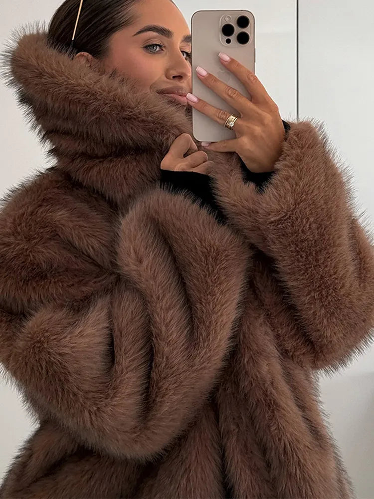 Bianca™ - Cozy Charm Brown Faux Fur Coat