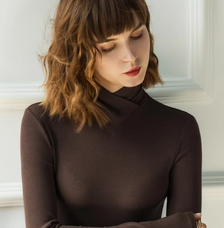 Snug Luxe Fleece-Lined Stand Collar Top
