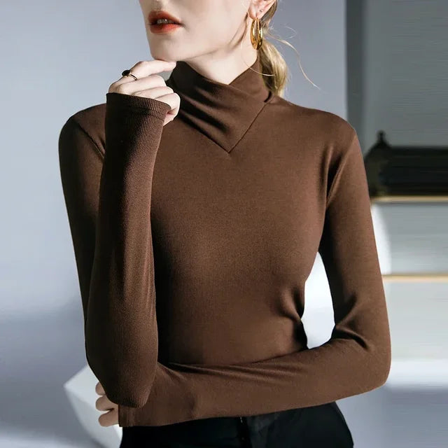 Snug Luxe Fleece-Lined Stand Collar Top
