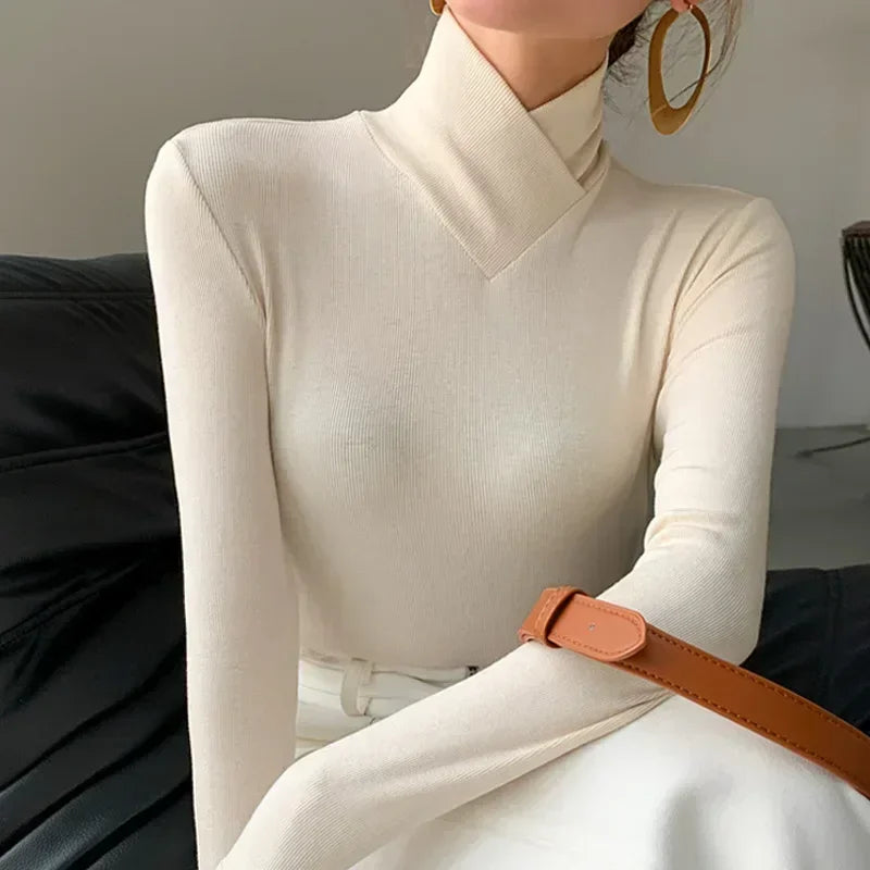 Snug Luxe Fleece-Lined Stand Collar Top