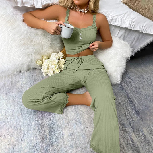 Serene Summer Ribbed Pajama Set