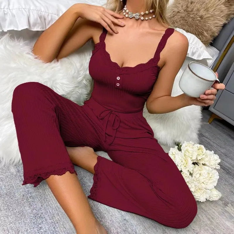 Serene Summer Ribbed Pajama Set