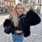 Street Luxe Cropped Faux Fur Jacket