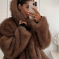 Bianca™ - Cozy Charm Brown Faux Fur Coat